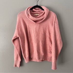 Its Our Time Cowl Neck Drawstring‎ Oversized Pullover Sweatshirt | Pink